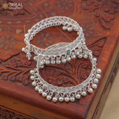 925 Sterling silver customized baby anklets, Best gifting kids fancy jingling ankle bracelet ank764 - TRIBAL ORNAMENTS