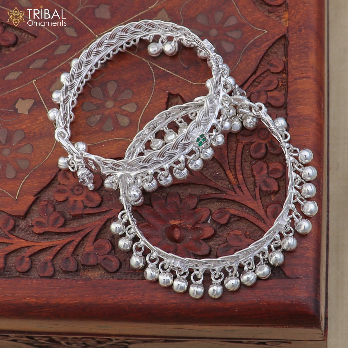 925 Sterling silver customized baby anklets, Best gifting kids fancy jingling ankle bracelet ank764 - TRIBAL ORNAMENTS