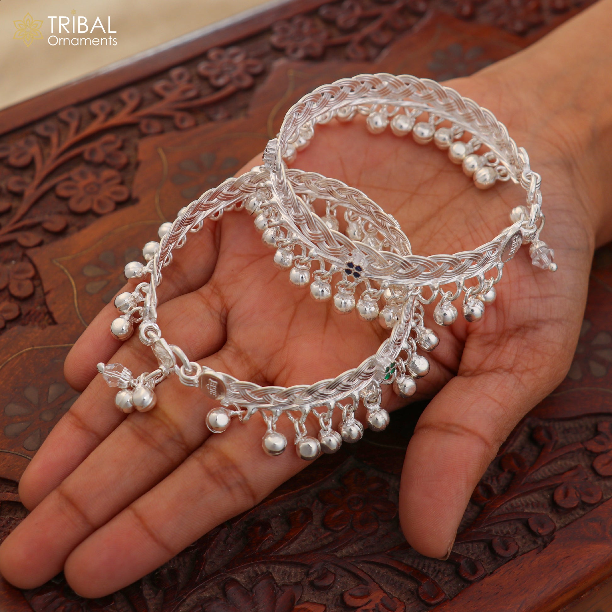 925 Sterling silver customized baby anklets, Best gifting kids fancy jingling ankle bracelet ank764 - TRIBAL ORNAMENTS