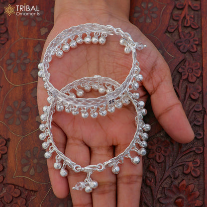 925 Sterling silver customized baby anklets, Best gifting kids fancy jingling ankle bracelet ank764 - TRIBAL ORNAMENTS