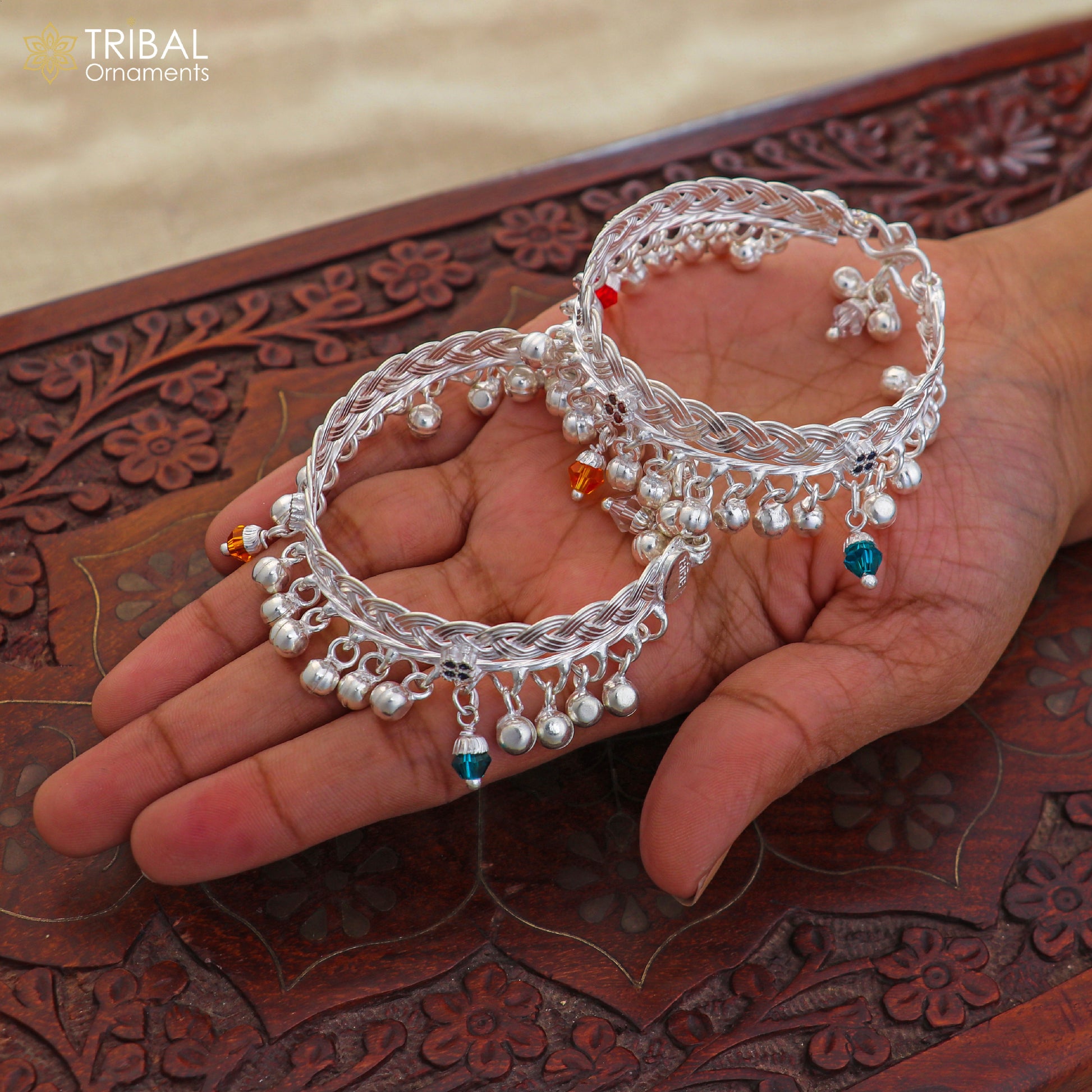 925 Sterling silver customized baby anklets, Best gifting kids fancy jingling ankle bracelet ank765 - TRIBAL ORNAMENTS