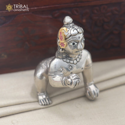 925 sterling silver pink stone laddu Gopala sishful traditional Krishna jewelry su1449
