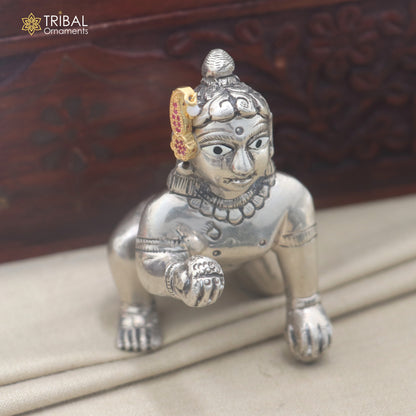 925 sterling silver pink stone laddu Gopala sishful traditional Krishna jewelry su1449