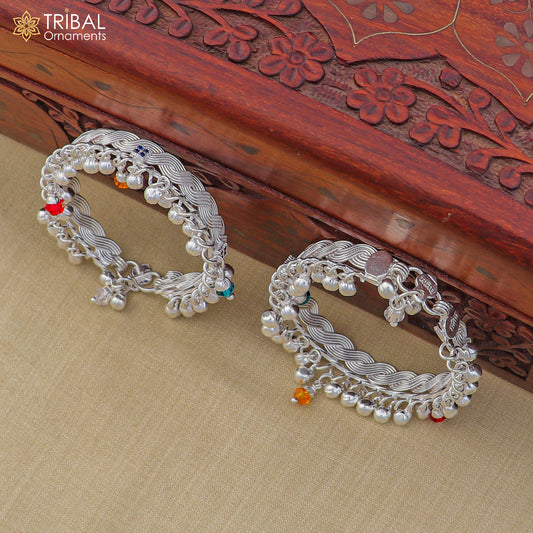 925 Sterling silver customized baby anklets, Best gifting kids fancy jingling ankle bracelet ank765 - TRIBAL ORNAMENTS