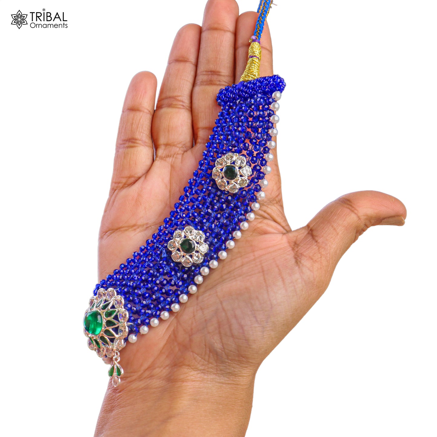 Indian traditional cultural design silver blue choker necklace set jewelry set801