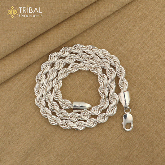 20"/24" Heavy 8mm Rope chain 925 sterling silver handmade rope chain, necklace chain, plain bright silver trendy style men's chain ch570