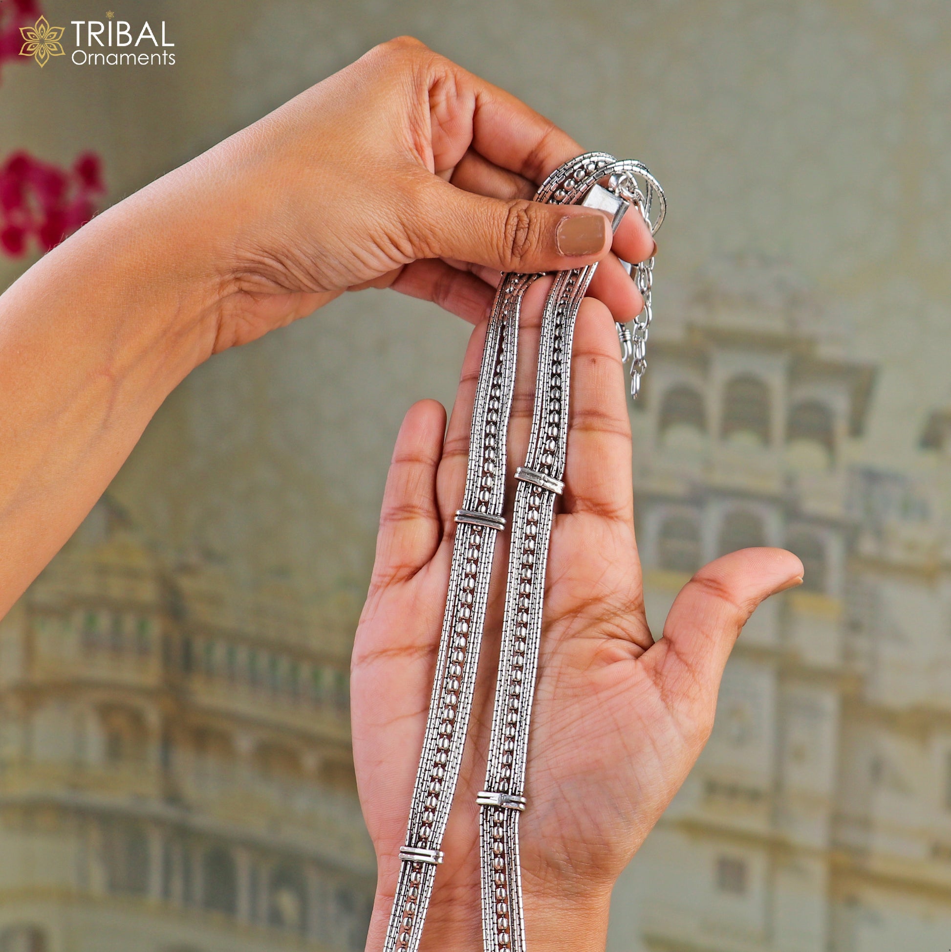 925 Sterling silver adjustable multiline vintage design belly chain, waist jewelry, saree chain from TRIBAL ORNAMENTS