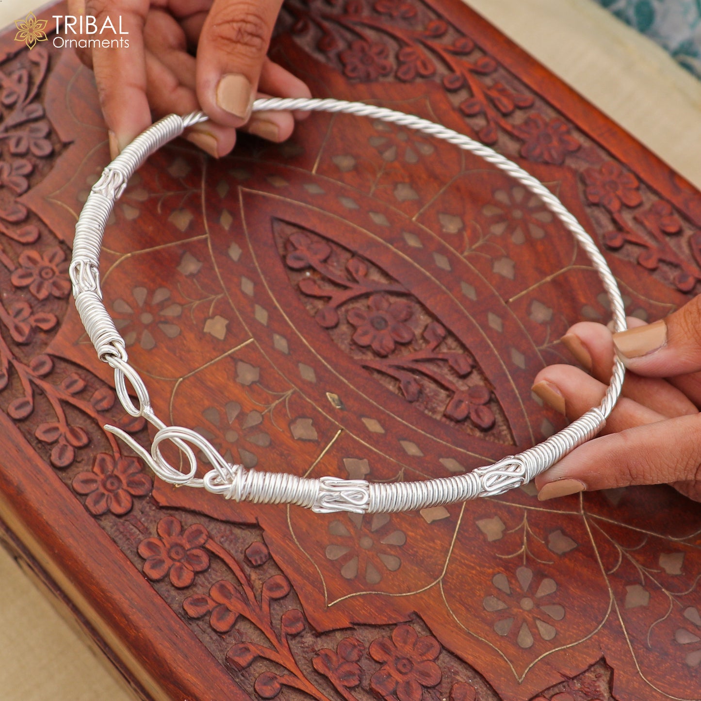 925 sterling silver neck band or ring traditional necklace best ethnic choker jewelry set806 - TRIBAL ORNAMENTS