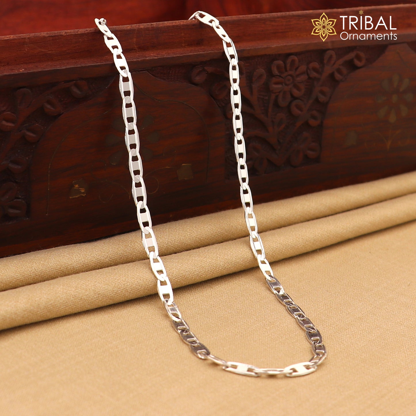 20" 3MM 925 sterling silver handmade solid fancy stylish silver chain necklace curb cuban chain best gifting jewelry from India ch245