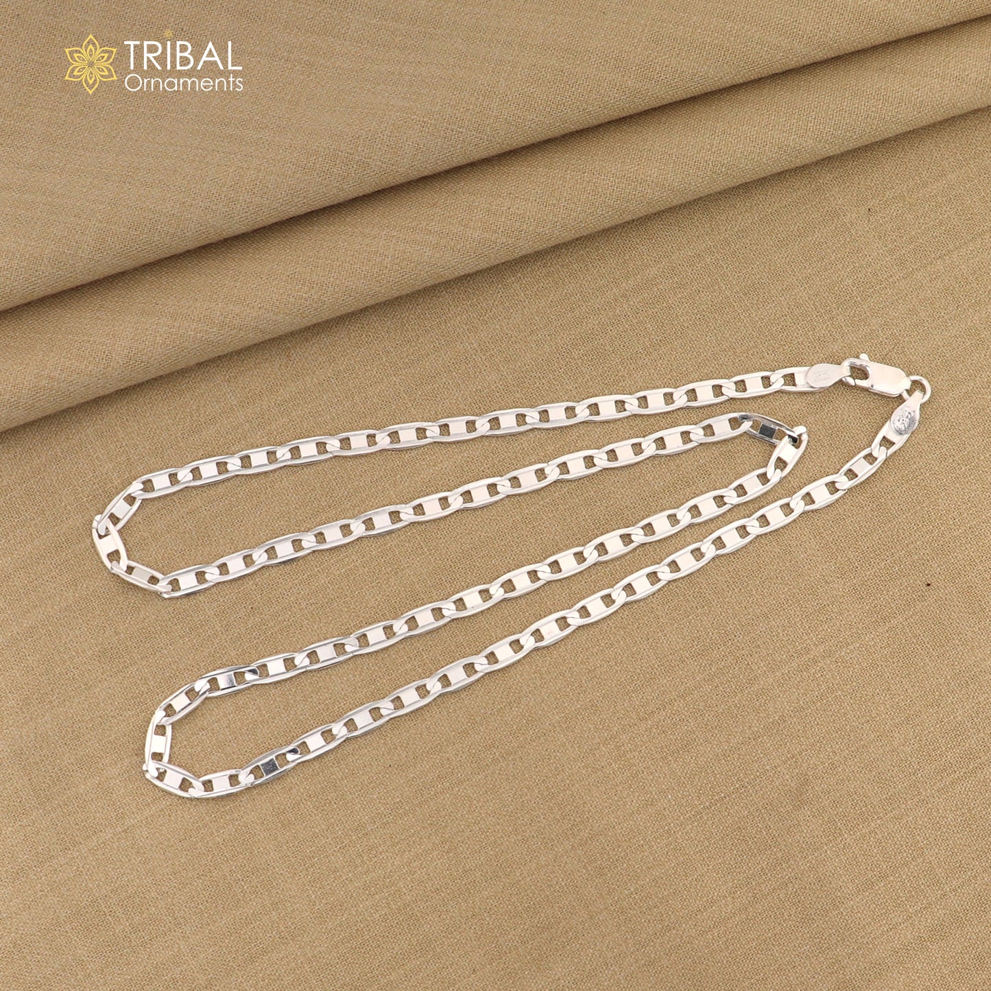 20" 3MM 925 sterling silver handmade solid fancy stylish silver chain necklace curb cuban chain best gifting jewelry from India ch245