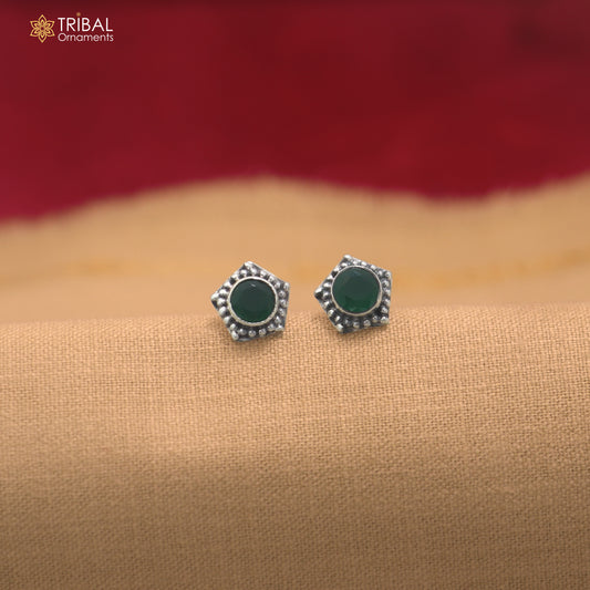 925 sterling silver green stone stud earring best jewelry er394