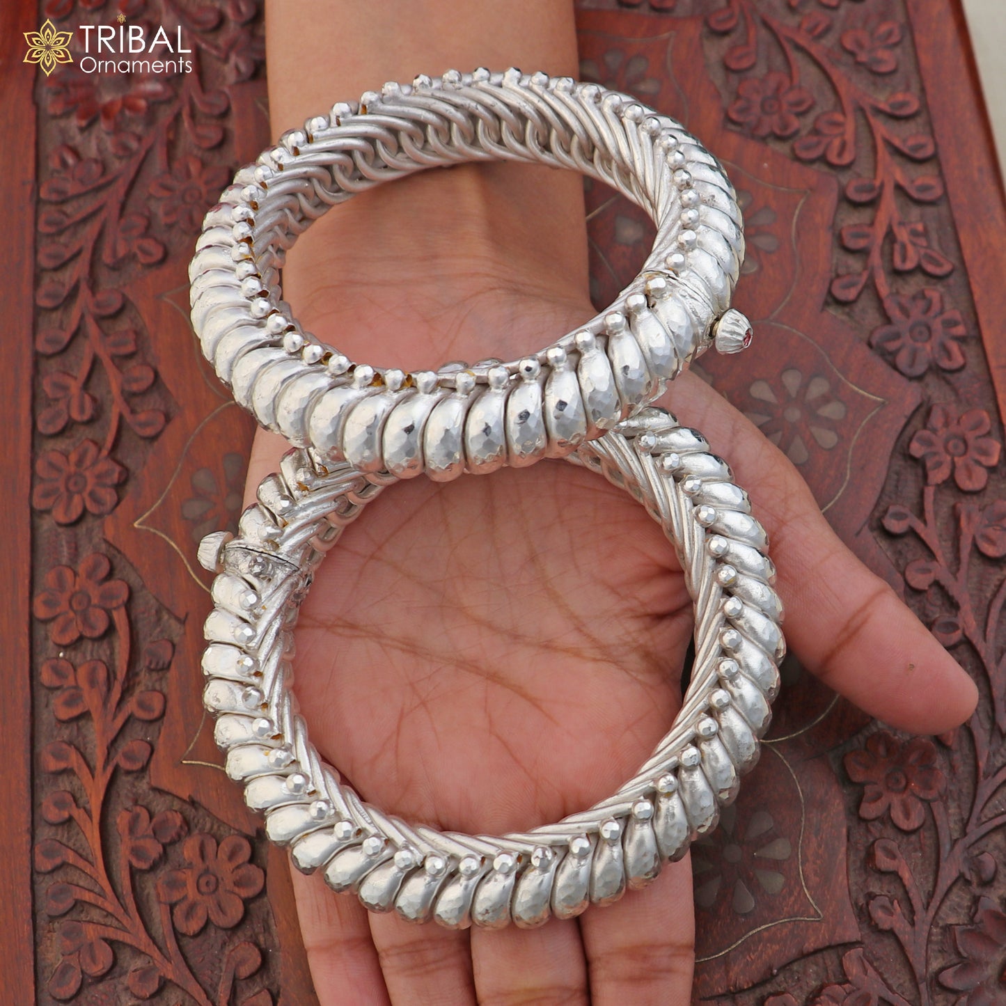 925 sterling silver vintage spiral sutli design bangle kada by TRIBAL ORNAMENTS, showcasing intricate handcrafted jewelry details