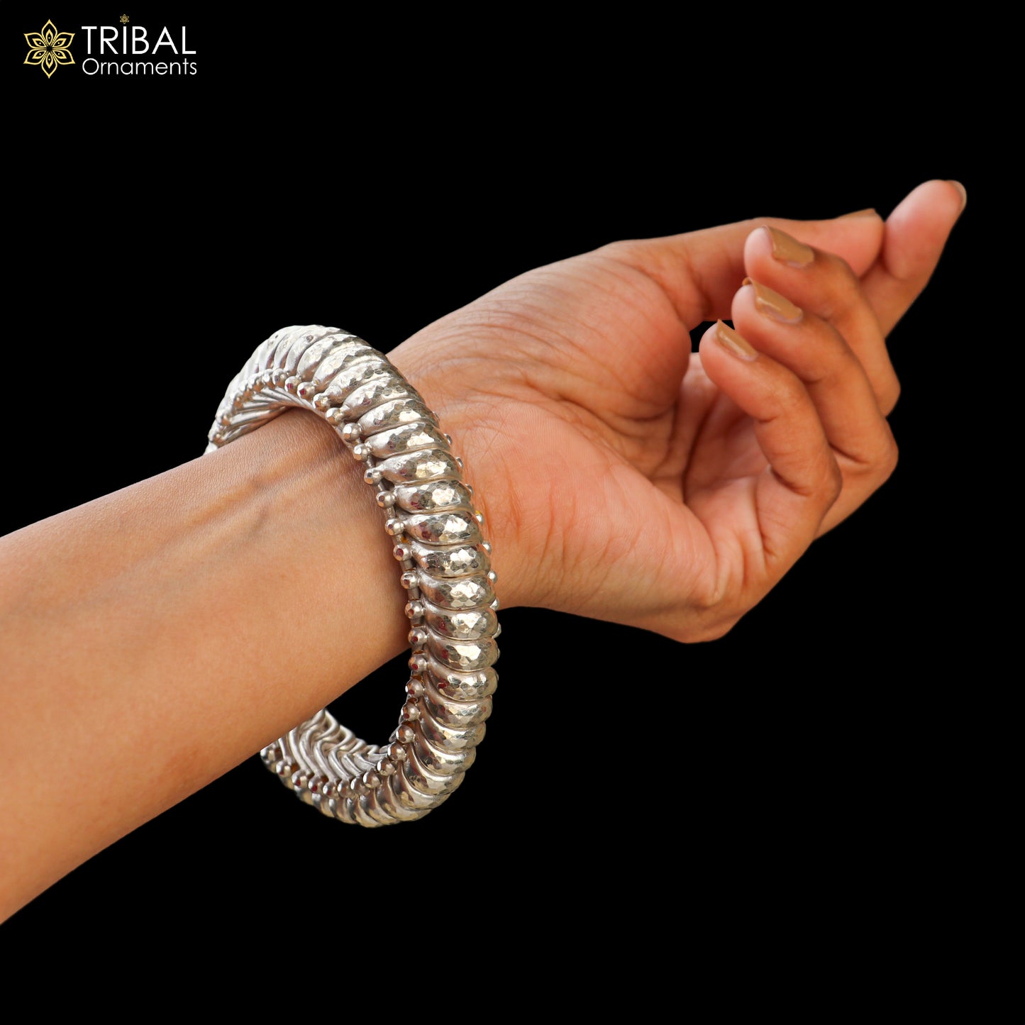 925 sterling silver vintage spiral sutli bangle by TRIBAL ORNAMENTS, featuring a unique handcrafted jewelry design.