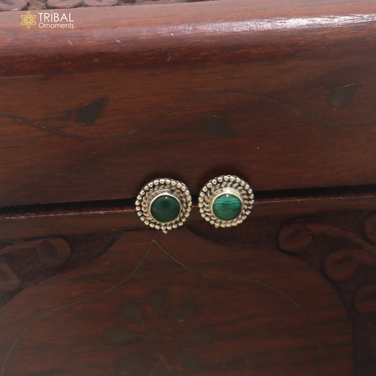 925 sterling silver green stone stud earring best jewelry er406