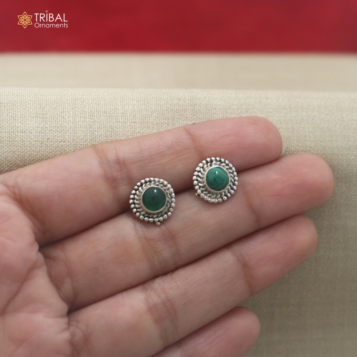 925 sterling silver green stone stud earring best jewelry er406