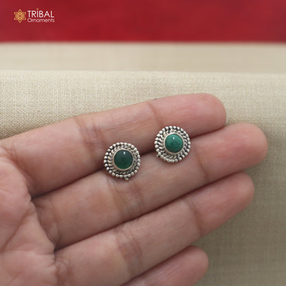 925 sterling silver green stone stud earring best jewelry er406