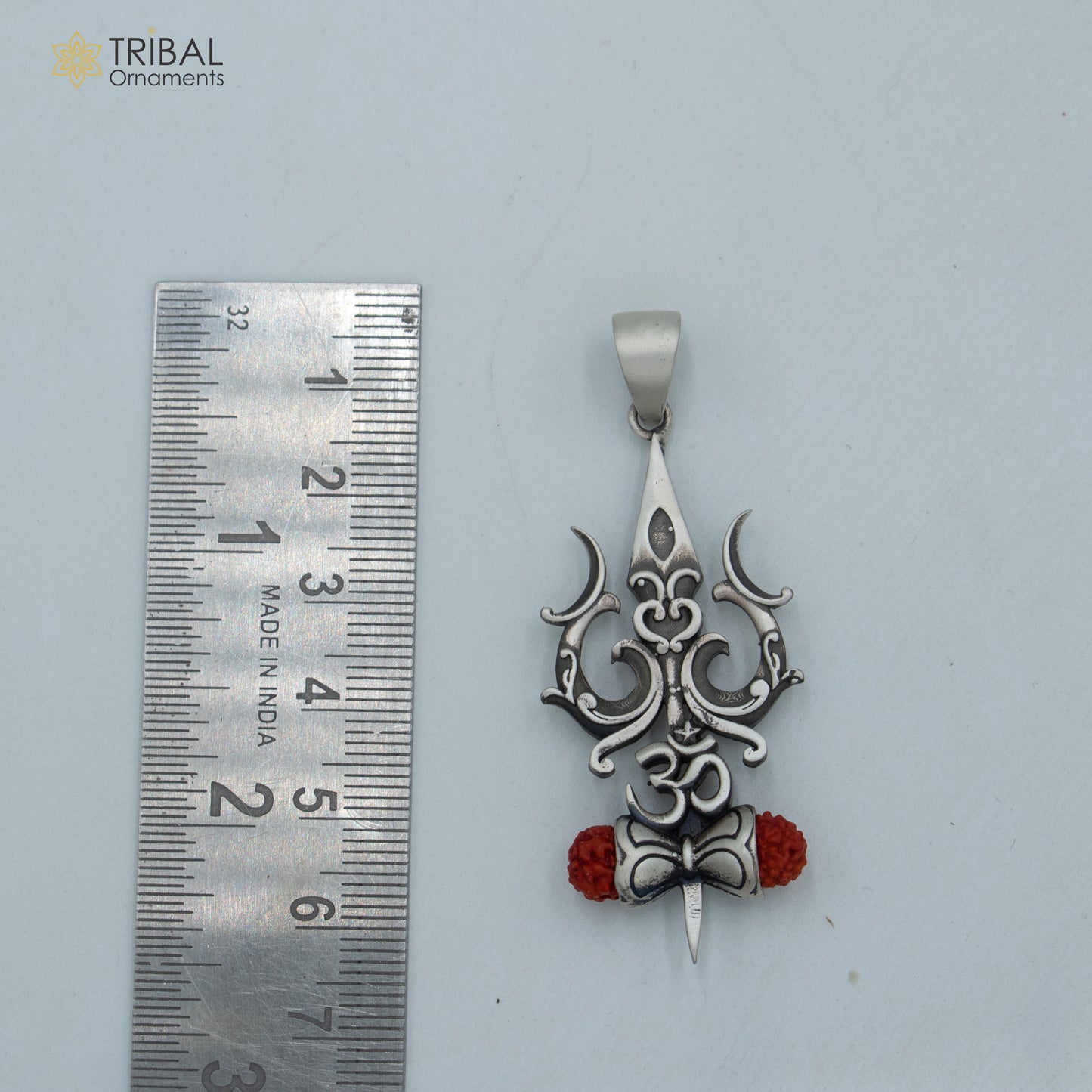 925 sterling silver lord shiva trident ( trishul ) Pendant with chain tribal jewellery nsp1013