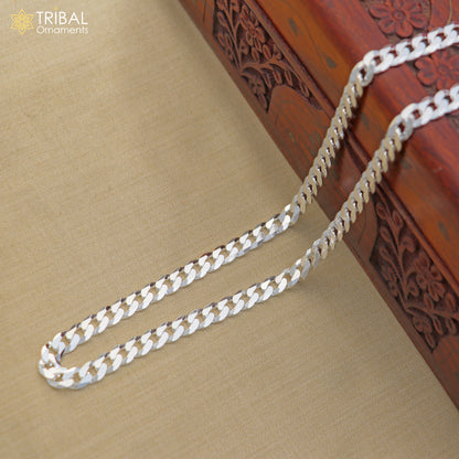 925 sterling silver Cuban link necklace for men, featuring a solid heavy chain design by TRIBAL ORNAMENTS.