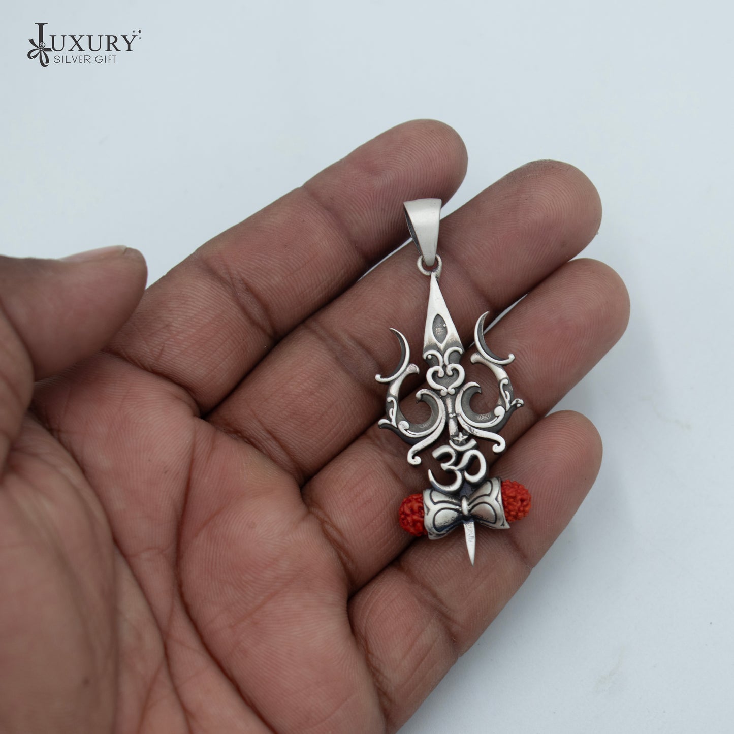 925 sterling silver lord shiva trident ( trishul ) Pendant with chain tribal jewellery nsp1013