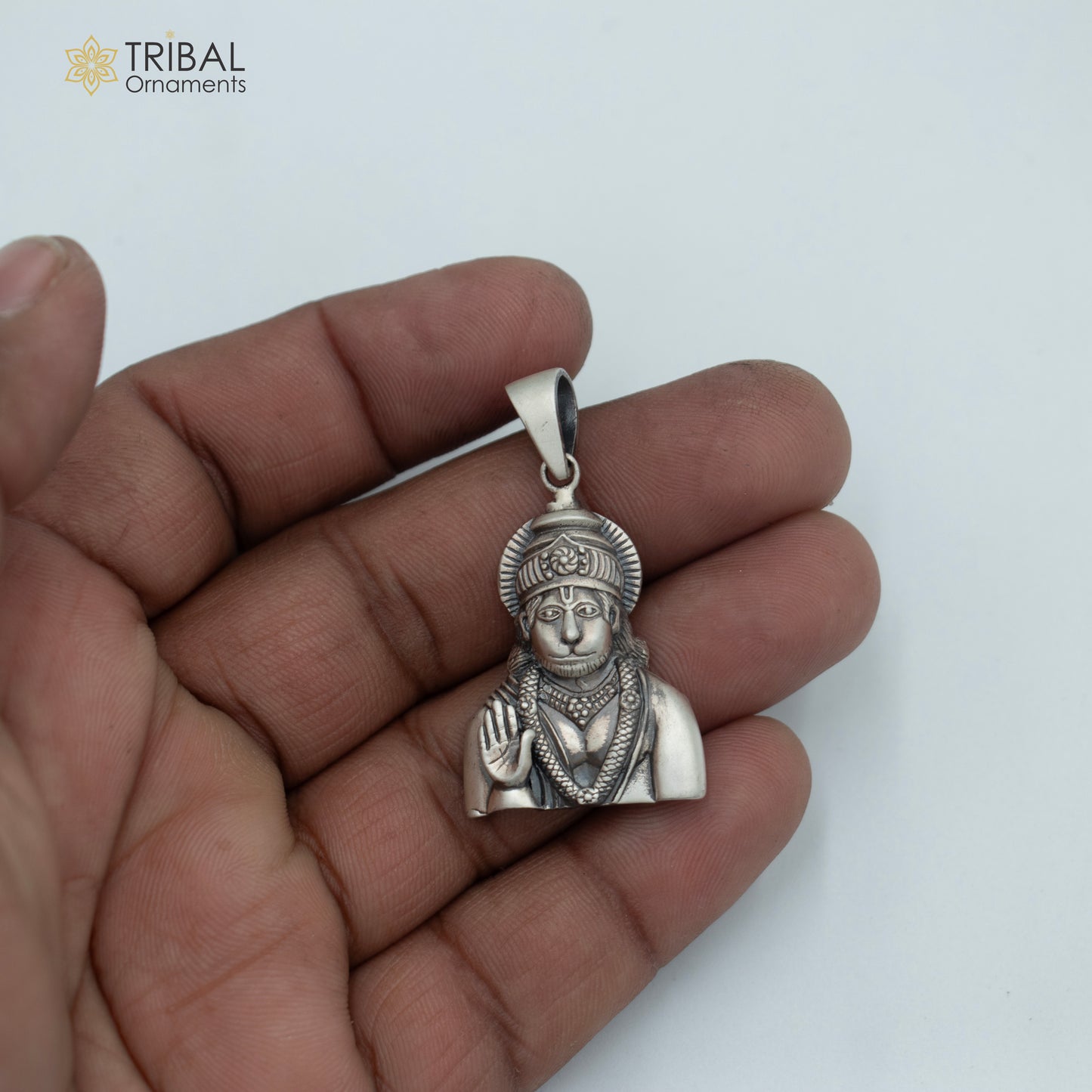 925 sterling silver lord Hanuman ji divine Pendant  with chain tribal jewellery nsp1018