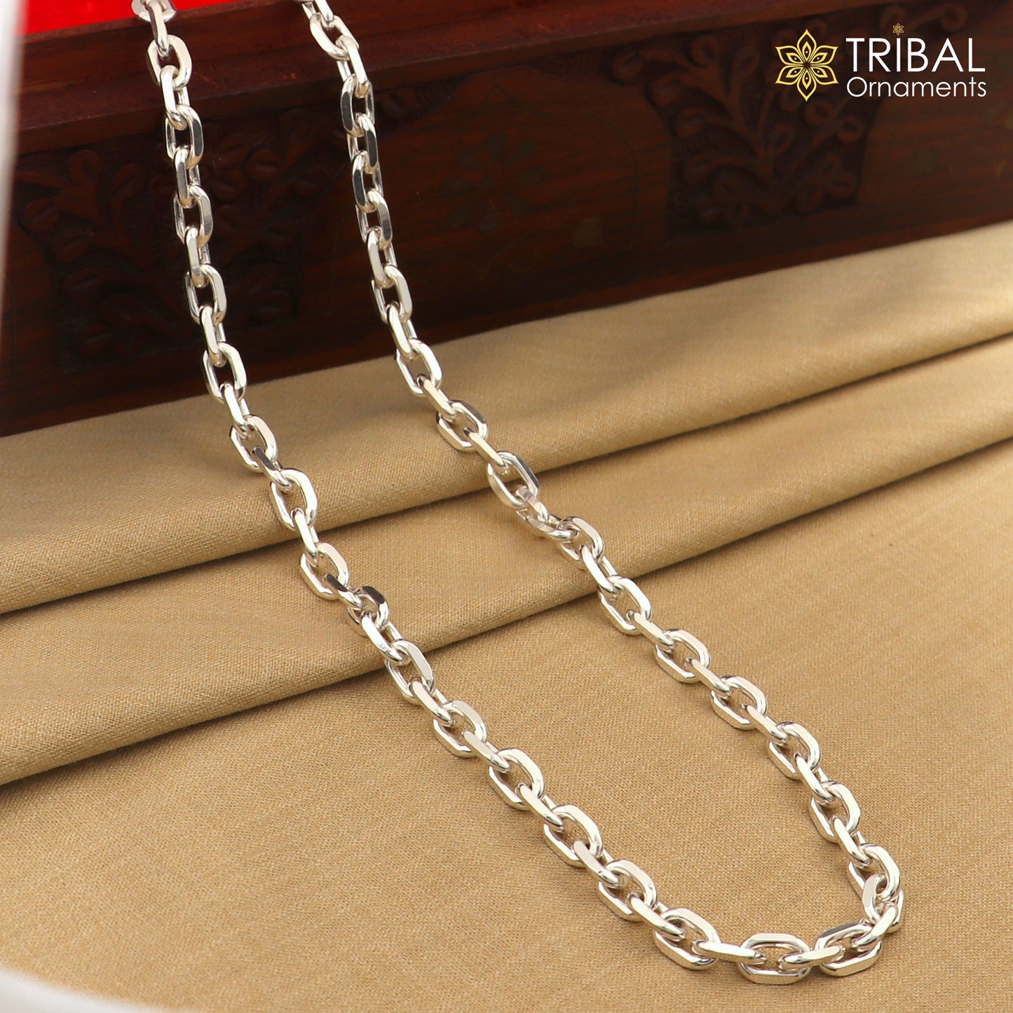 20" heavy 925 Sterling silver square link rolo chain unisex necklace jewelry ch596