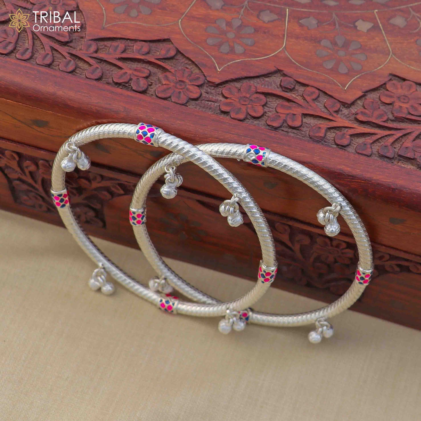 925 sterling silver stylish vintage design customized jingling foot ankle bracelet kada jewelry nsfk163 - TRIBAL ORNAMENTS