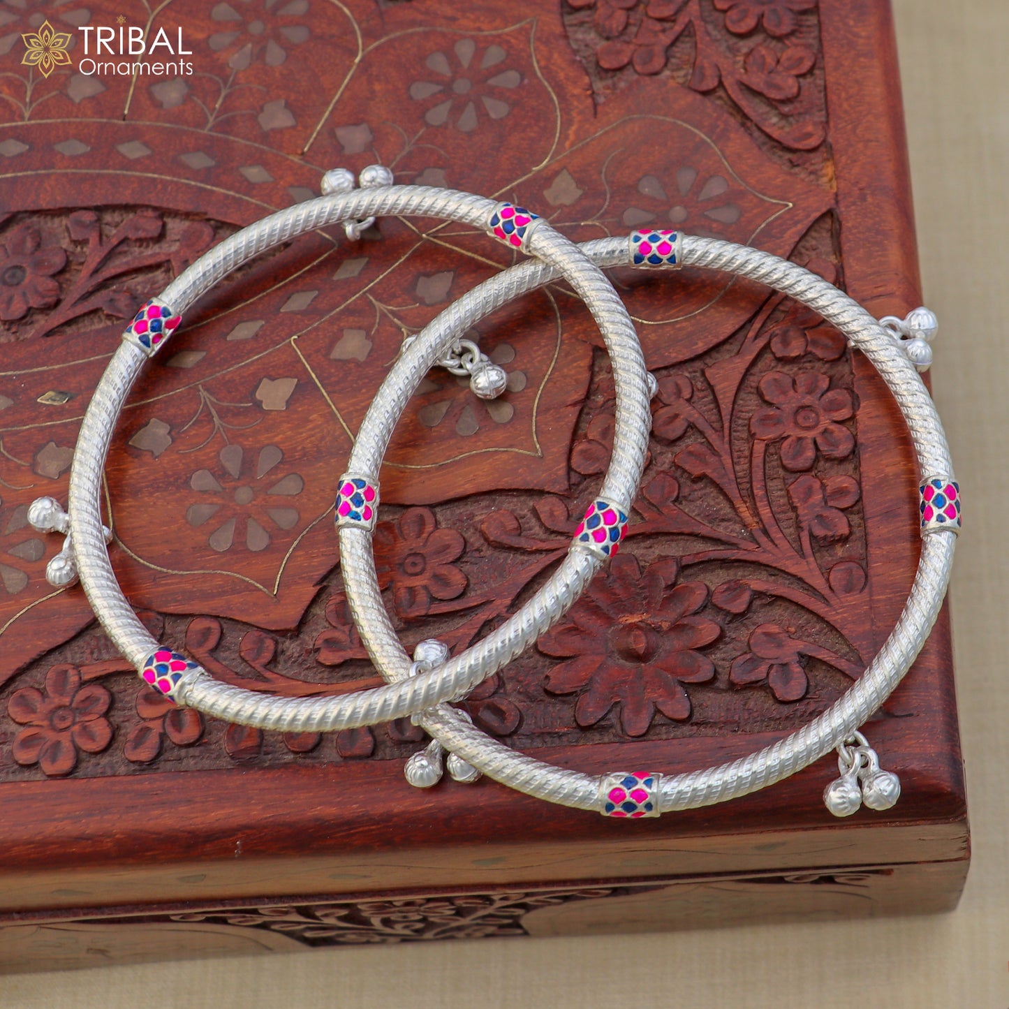 925 sterling silver stylish vintage design customized jingling foot ankle bracelet kada jewelry nsfk163 - TRIBAL ORNAMENTS