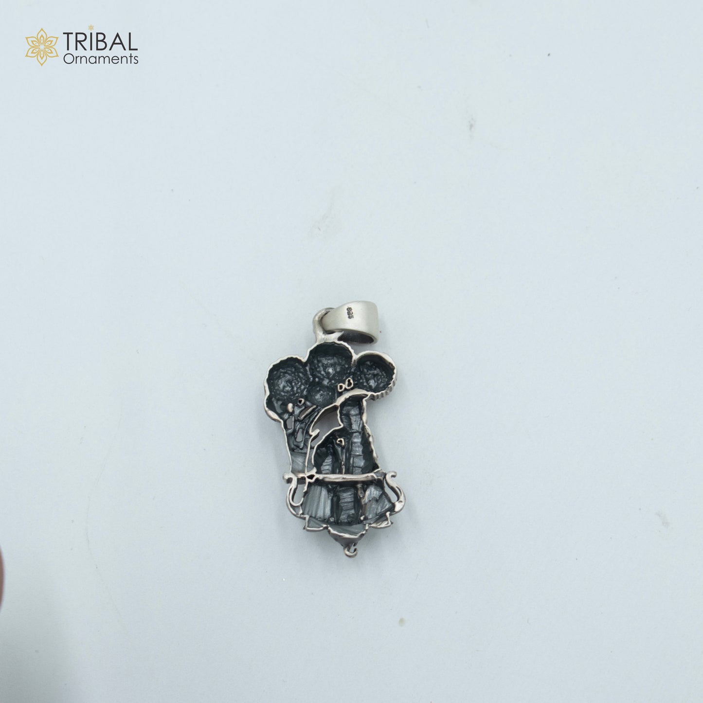 925 sterling silver lord Krishna with tree face elephant Pendant with chain tribal jewellery nsp1027