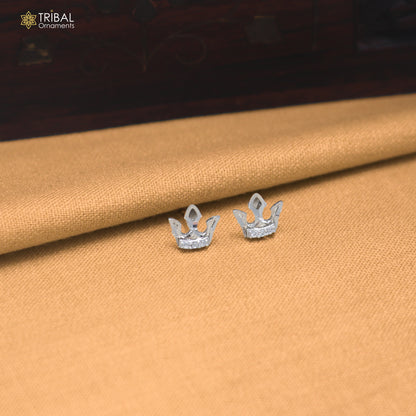 925 sterling silver crown design cz stone stud earring jewelry er374