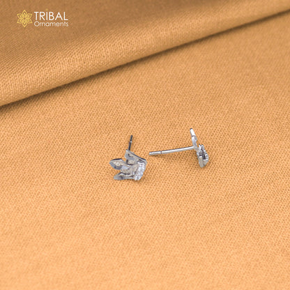 925 sterling silver crown design cz stone stud earring jewelry er374