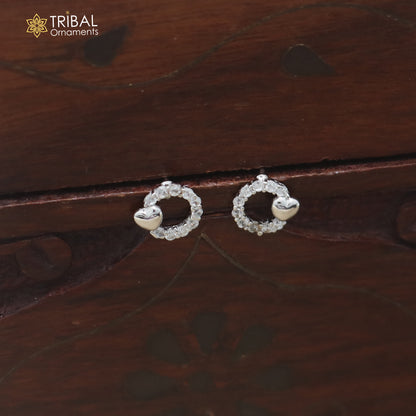 925 sterling silver round shape cz stone stud earring jewelry er372