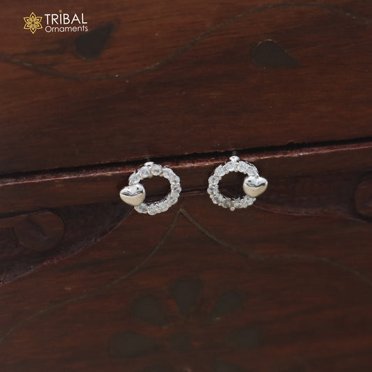 925 sterling silver round shape cz stone stud earring jewelry er372