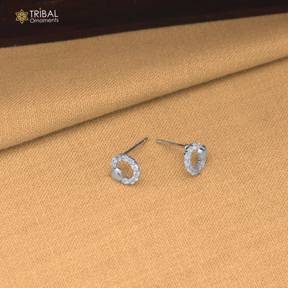 925 sterling silver round shape cz stone stud earring jewelry er372
