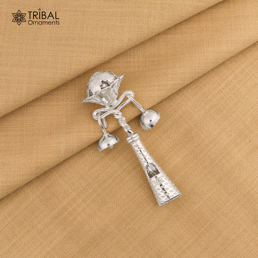 925 sterling silver new born baby gifting bells toy, baby krishna gifting toy, silver whistle, silver temple article su862