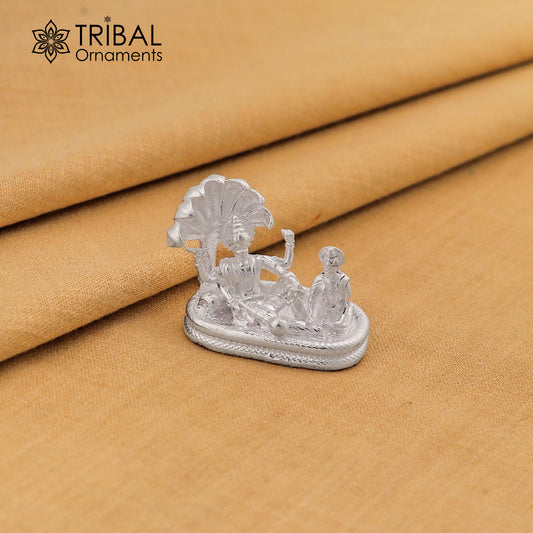 925 sterling silver lord Vishnu Narayana with lakshmi statue or Murti art art722