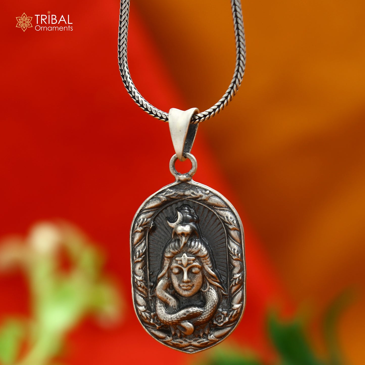 925 sterling silver lord shiv ji (Malakal) divine Pendant  with chain tribal jewellery nsp1015