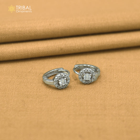 925 sterling silver round zircon stone hoop earring er418