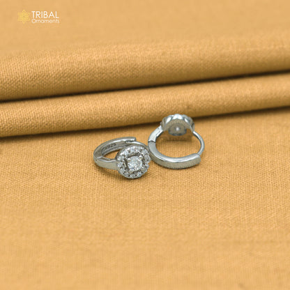 925 sterling silver round zircon stone hoop earring er418