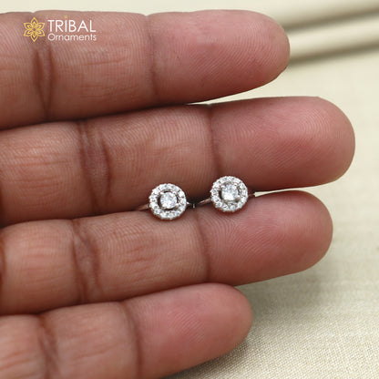 925 sterling silver round zircon stone hoop earring er418