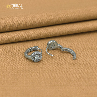 925 sterling silver round zircon stone hoop earring er418