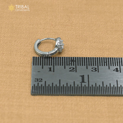 925 sterling silver round zircon stone hoop earring er418
