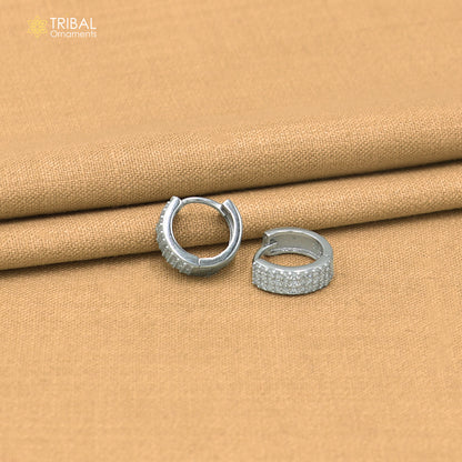 925 sterling silver zircon stone hoop earring er419