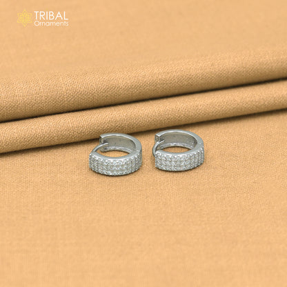 925 sterling silver zircon stone hoop earring er419