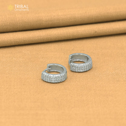 925 sterling silver zircon stone hoop earring er419