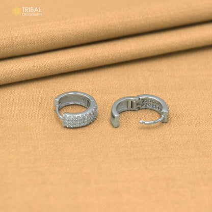 925 sterling silver zircon stone hoop earring er419