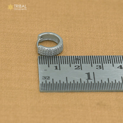 925 sterling silver zircon stone hoop earring er419