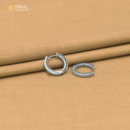 925 sterling silver zircon stone hoop earring er428