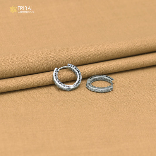 925 sterling silver zircon stone hoop earring er428