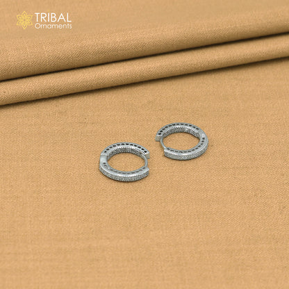 925 sterling silver zircon stone hoop earring er428