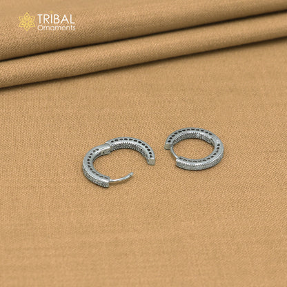 925 sterling silver zircon stone hoop earring er428